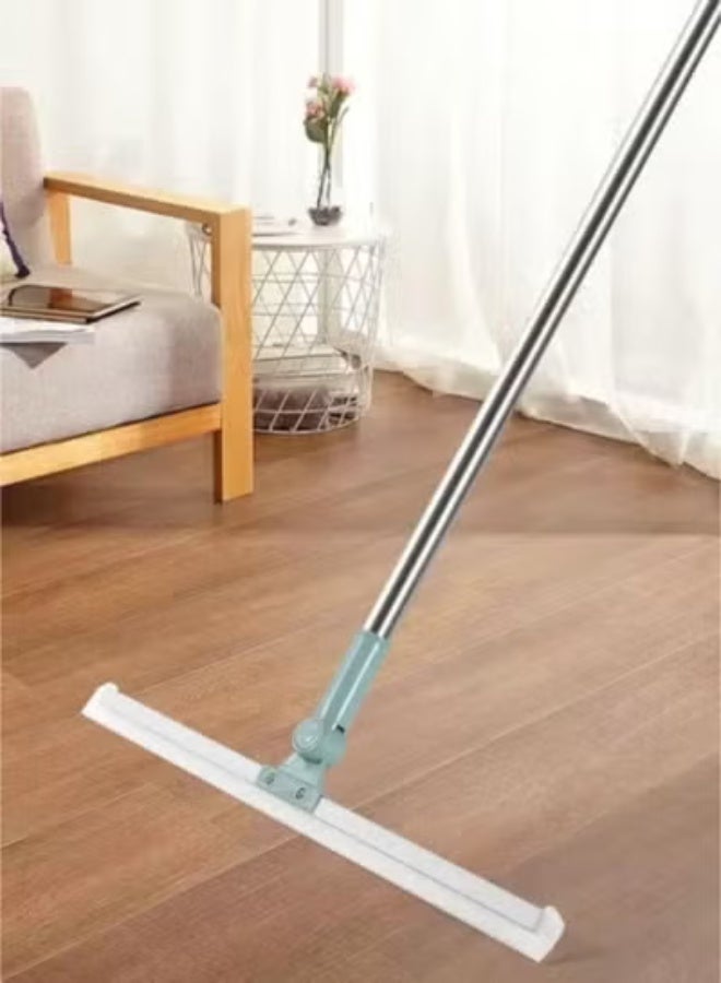 floor mop with long adhesive handle and adjustable, extendable stainless steel pole for cleaning glass, bathrooms, and floors. - Image 1